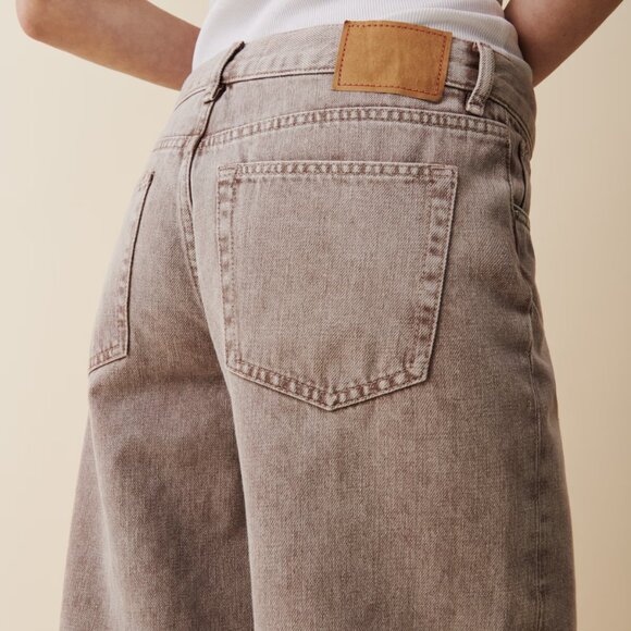 Wide Leg High-Rise Jeans in Taupe - Women's Flared Denim - Picture 3 of 6